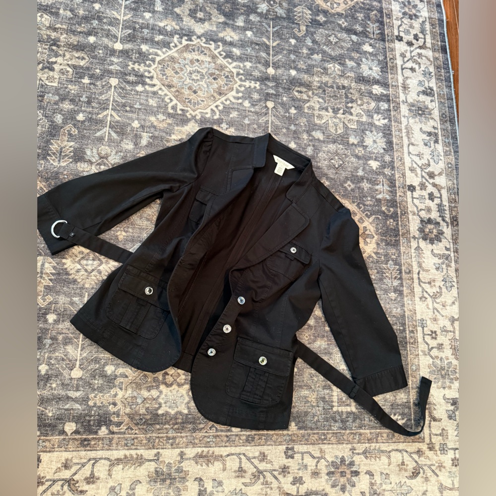 White House Black Market New Black Utility Jacket size 10 lightweight - Picture 5 of 7